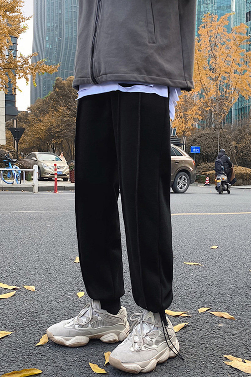 秋冬裤子男潮流休闲直筒宽松加绒卫裤抽绳束脚运动裤K104TP45控68,男装休闲裤,电商A102B