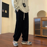 灯芯绒裤子男春季日系复古坠感oversize竖条纹阔腿裤K200TP45控68，男装休闲裤，电商A102B