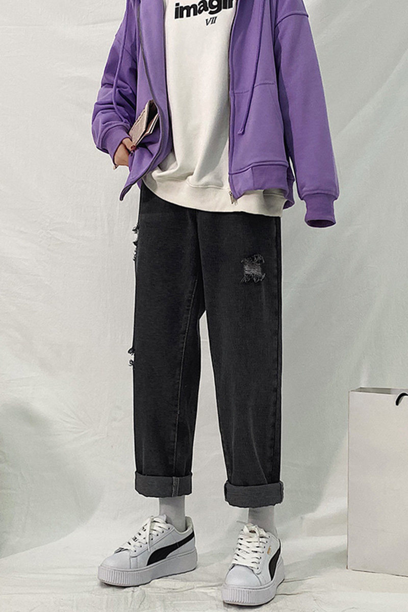 情侣中性风裤子简约直筒裤男女休闲裤牛仔裤显瘦裤子潮,男装牛仔裤,电商A102B