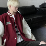 美式复古夹克外套撞色贴布多色休闲棒球服秋款潮HY202P108控138，男装夹克，电商A102B