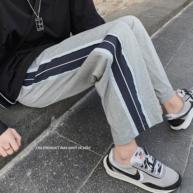 oversize潮流春季坠感阔腿宽松直筒潮牌网红运动裤休闲裤子图片