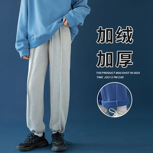 中性舒适运动裤女宽松束脚直筒卫裤阔腿垂感裤子秋冬T图片