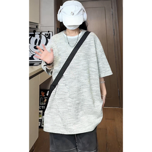 纹理感百搭款圆领T恤衫小香风短袖宽松休闲打底衫HY541P45控68图片