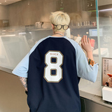 潮牌印花篮球服T恤美式街头潮牌拼接色ins风上衣HY536TP35控58，男装T恤，电商A102B
