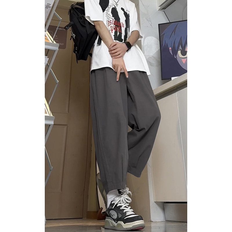日系工装裤灯笼裤宽松简约休闲长裤情侣款阔腿裤K199TP50控75,男装休闲裤,电商A102B