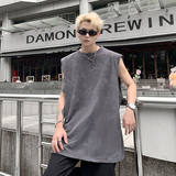 美式纯棉打底背心潮流圆领男女同款宽松休闲免烫无袖T恤HY569TP35，男装T恤，电商A102B