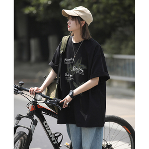 男女同款纯棉打底衫美式高街多色圆领蝴蝶印花短袖HY561TP25控39图片