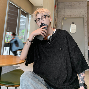 镂空设计纯色T恤短袖百搭款透气舒适圆领打底衫HY538TP35控58图片