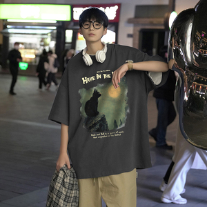 夏季情侣ins风纯棉多色印花打底衫男女同款短袖T恤HY559TP25控39图片