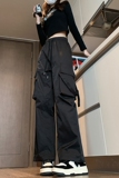潮牌设计感美式高街运动裤ins风休闲宽松大口袋裤子K492TP35控58，男装休闲裤，电商A102B