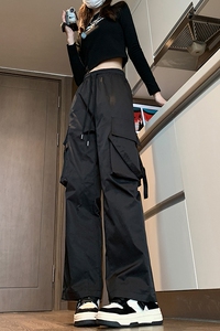 潮牌设计感美式高街运动裤ins风休闲宽松大口袋裤子K492TP35控58图片