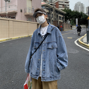 港风宽松bf潮牛仔夹克外套宽松韩版潮流ins痞帅衣服HY28图片