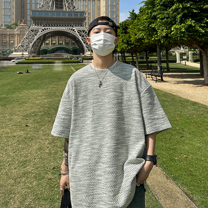 圆领透气休闲舒适纹理短袖百搭款小香风打底T恤衫HY541P45控68图片
