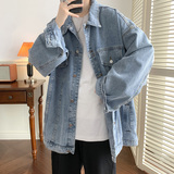高街复古牛仔外套男秋季高级感宽松oversize工装夹克HY28P70控98，男装夹克，电商A102B