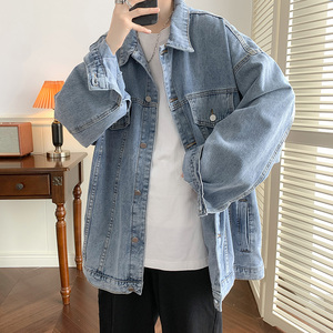 高街复古牛仔外套男秋季高级感宽松oversize工装夹克HY28P70控98图片