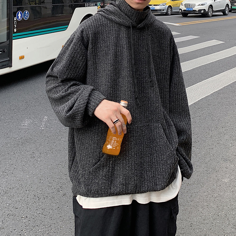 痞帅高领卫衣男女宽松帅气oversize针织衫男生长袖HY14，男装针织衫/毛衣，电商A102B