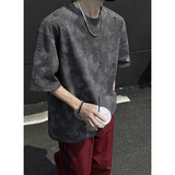 美式纯棉圆领休闲短袖打底衫百搭蝴蝶高街破洞款短袖HY556TP38，男装T恤，电商A102B