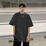 港风t恤夏季2024新款纯棉打底衫纯色白色短袖男女款HY33TP16，男装T恤，电商A102B