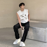 美式潮牌vibe高街宽松运动坎肩情侣无袖t恤印花背心HY579TP18，男装背心/马甲，电商A102B