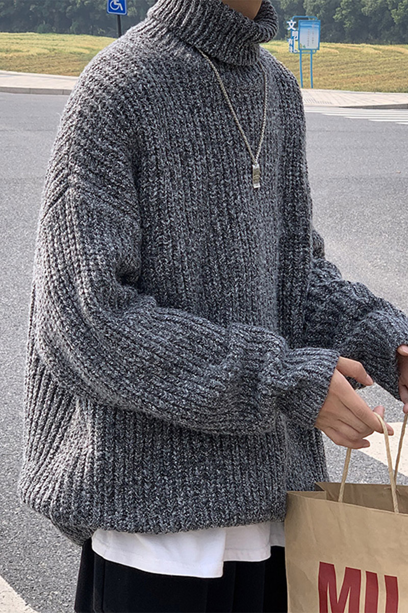 宽松秋冬高领打底衫潮流男士毛线衣纯色简约高领毛衣HY18P60控78,男装针织衫/毛衣,电商A102B