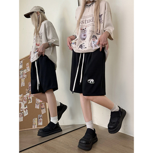 熊猫毛巾绣短裤简约休闲运动裤美式hiphop高街五分裤K557TP28图片