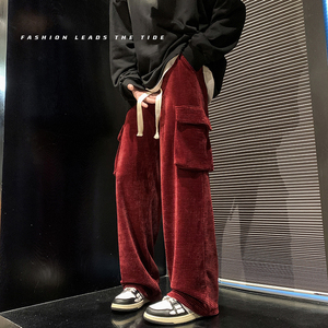 厚实秋冬雪尼尔大华夫格裤子工装裤男直筒休闲长裤K233P65控88