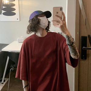 美式青春流行休闲纯棉打底衫夏季纯色短袖男女情侣款T恤HY33TP16图片
