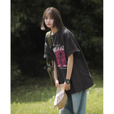 港风玫瑰花款印花短袖男女同款多色纯棉圆领打底衫HY562TP25控39，男装T恤，电商A102B