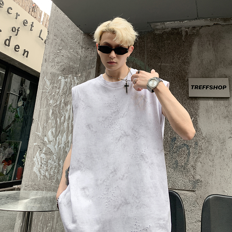 美式圆领纯棉打底无袖T恤男女同款宽松休闲免烫工艺背心HY569TP35，男装背心/马甲，电商A102B
