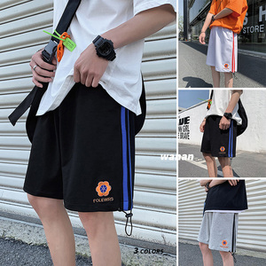 夏季运动短裤男士潮流宽松中裤子潮牌ins夏季休闲五分裤T,粉色裙子搭配什么颜色运动鞋子好看图片图片