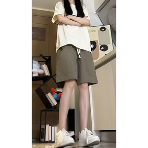 cleanfit纯色宽松透气休闲短裤男简约夏季工装五分裤K373TP35控49图片