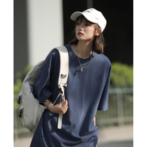 情侣夏季ins纯色短袖t恤宽松白色打底衫日系复古半袖男女HY33TP16图片