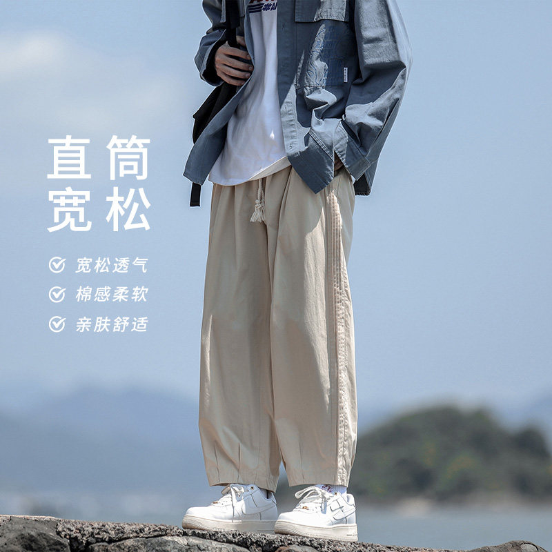 日系新款阔腿灯笼裤情侣宽松简约休闲裤山系工装裤秋K199TP50控75图片
