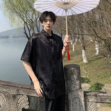 2024夏新中式男装风龙纹提花短袖衬衫男女同款HY518TP38控58，男装衬衫，电商A102B