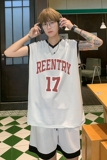 时尚潮流美式高街17号篮球服宽松休闲无袖外穿运动服套装T12TP55，男装衬衫，电商A102B