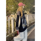 人物印花情侣款小众设计宽松上衣美式立领半拉链卫衣HY484P55控78，男装卫衣，电商A102B