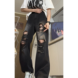 宽松休闲直筒破洞牛仔裤美式潮流vibe高街百搭裤子K547TP45控68，男装休闲裤，电商A102B