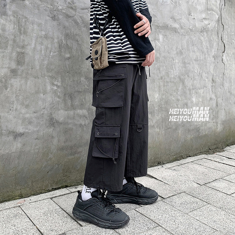 个性帅气宽松直筒工装束脚裤韩版百搭潮流休闲裤子秋K85P45控68图片