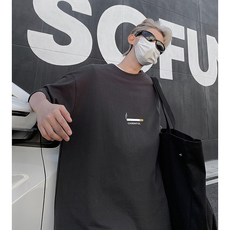 情侣款印花街头打底衫圆领T恤美式高街潮牌短袖HY525TP20控39,男装T恤,电商A102B