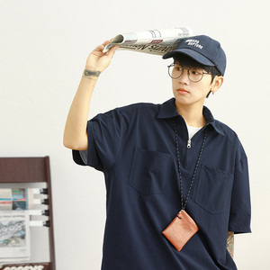 CityBoy日系复古宽松Polo衫T恤男短袖纯色廓形流行HY298TP45控68图片