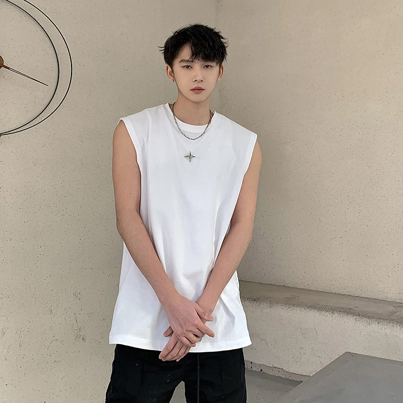 夏季美式高街ins汗衫背心男生复古运动无袖t恤HY312TP18控29,男装背心/马甲,电商A102B