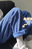 港风纯色加绒运动裤子潮ins宽松直筒阔腿束脚卫裤K104TP45控68，男装休闲裤，电商A102B