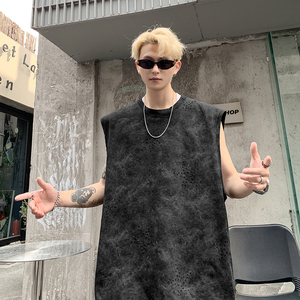 美式圆领纯棉打底无袖T恤男女同款宽松休闲免烫工艺背心HY569TP35图片
