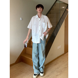 新款设计感短袖潮牌开衫衬衣美式复古破洞衬衫HY527TP38控59，男装衬衫，电商A102B