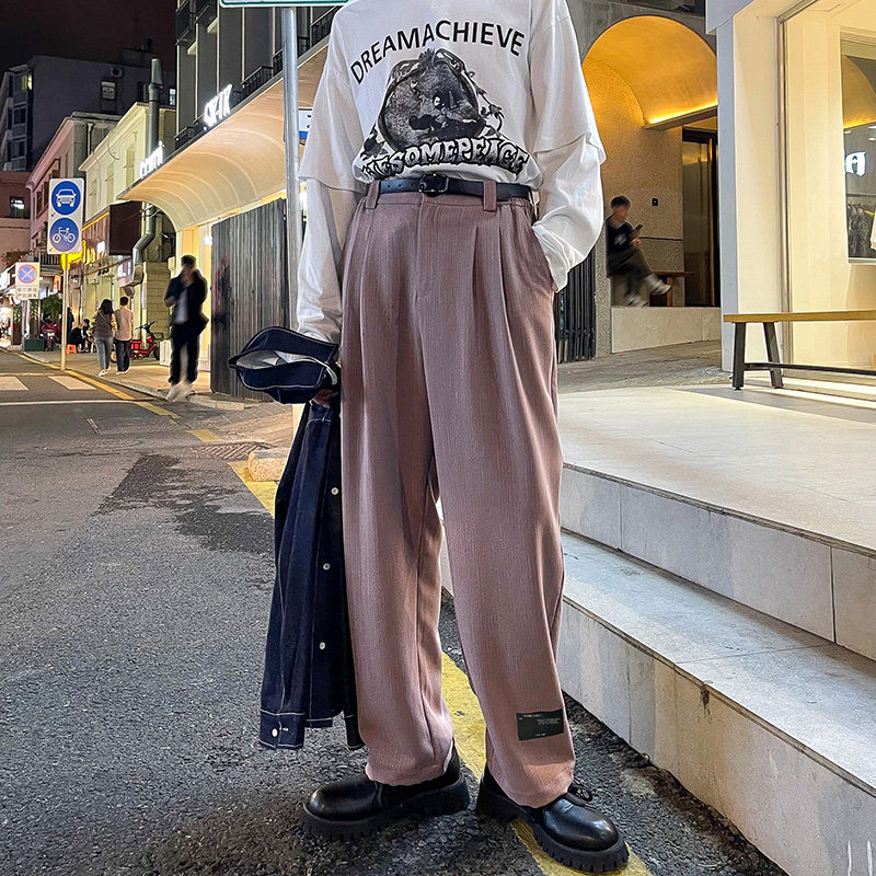 拖地垂坠感阔腿西裤男女潮流宽松直筒裤子休闲西装裤T图片