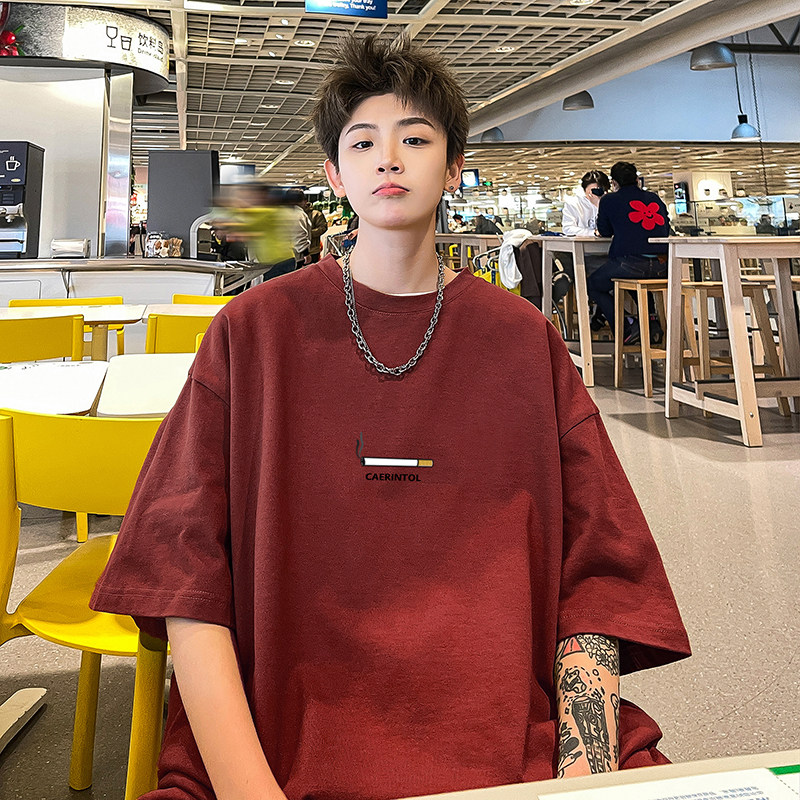 美式街头打底衫圆领宽松印花情侣款T恤潮流短袖HY525TP20控39,男装T恤,电商A102B