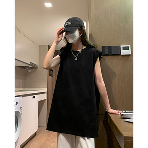 夏天纯色背心男女同款韩版宽松打底无袖T恤宽松汗衫ins潮HY48TP15图片