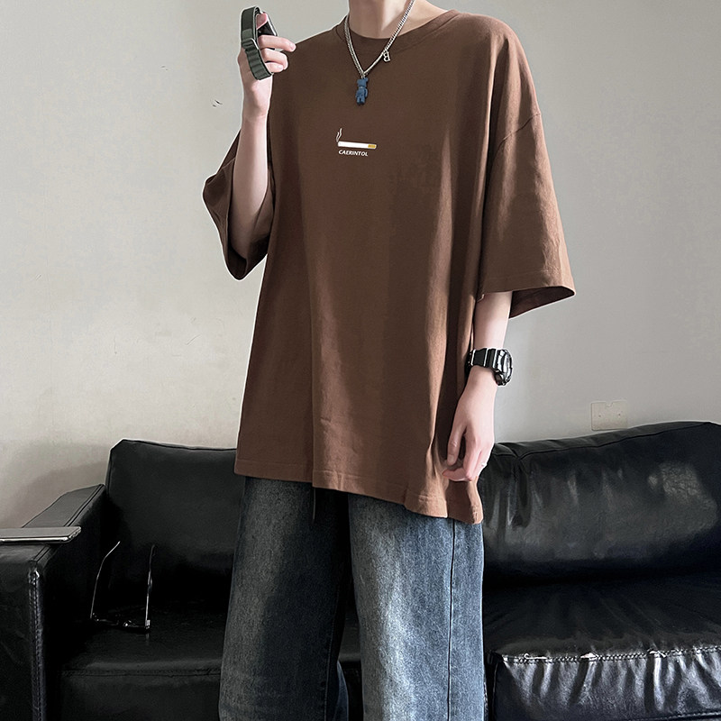 美式高街情侣款印花T恤衫圆领T恤街头潮牌打底衫HY525TP20控39,男装T恤,电商A102B