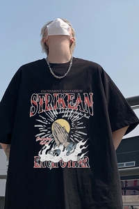 小众设计感印花打底衫纯棉美式重磅圆领T恤衫百搭款HY539TP25控38图片