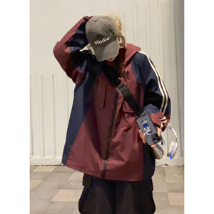 街头复古拼色潮牌休闲百搭情侣宽松运动服夹克外套HY397P95控138图片